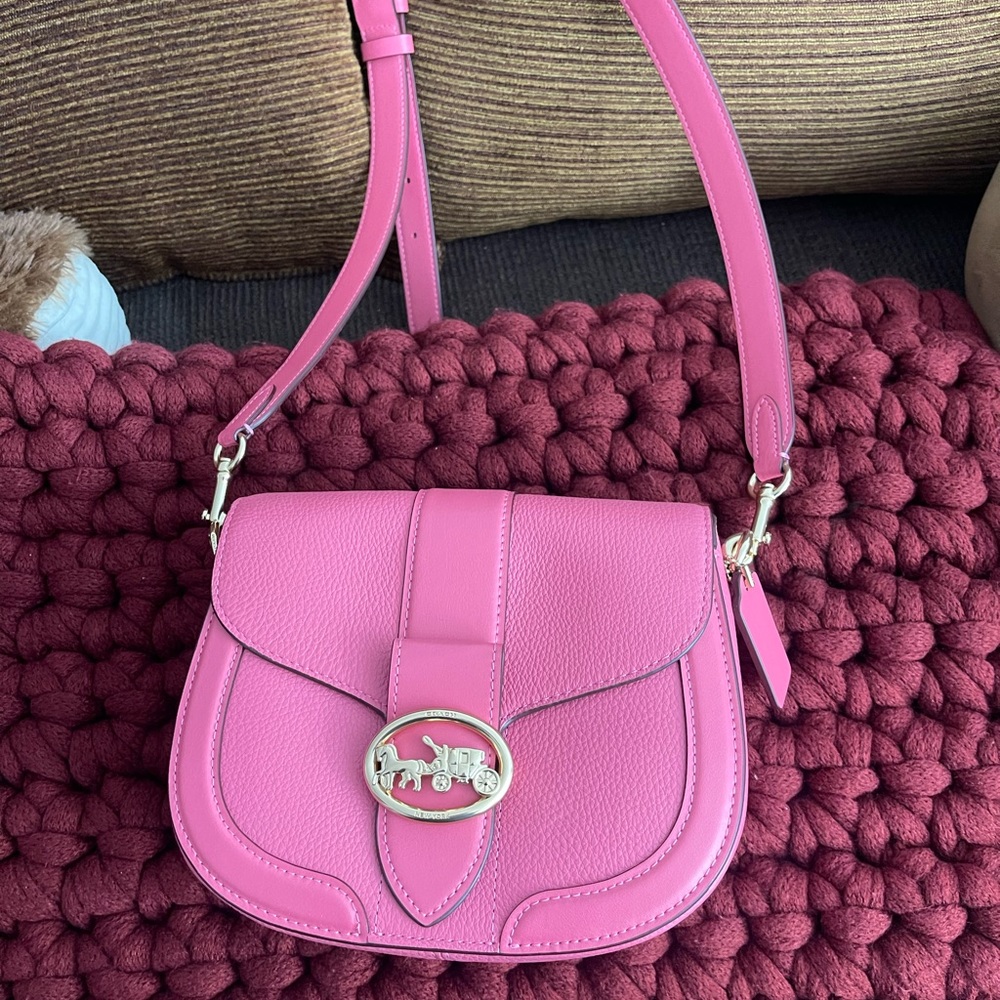coach pink crossbody leather